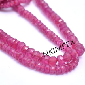Pink Ruby Faceted Rondelle Beads, 2 mm To 4 mm, Ruby Rondelle Beads, Pink Ruby Jewelry Making Gemstone Beads, SKU 021