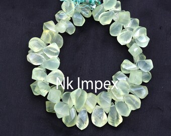 Natural Prehnite Faceted Twisted Drops Beads, 8x16 mm To 12x21 mm, Prehnite Twisted Drops, Prehnite Jewelry Making Gemstone, 8 Inch SKU 154