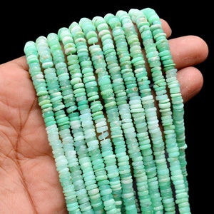 Chrysoprase Tyre Beads, Green Smooth Heishi Beads, Wheels Beads, Chrysoprase Beads for Jewelry Making, Wholesale Beads Supplier (SKU646)