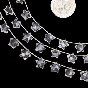 Natural White Crystal Quartz Faceted Stars Shape Beads, 9x9 To 10x10 mm, (SKU547)