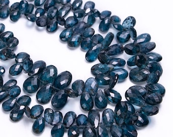 Indigo Kyanite Briolette Faceted Pear Shape Beads, Natural Kyanite Beads, Kyanite Heart Cut Beads | 5X6.5mm to 10X15.5mm, SKU 2817