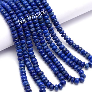 6 mm Lapis Lazuli Smooth Rondelle Beads, Lapis Lazuli Beads, Lapis Lazuli Handmade Jewelry Making Gemstone Beads, 16 Inch Strand (SKU1413)
