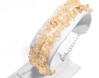 Natural Citrine Bracelet: Smooth Nugget Beads, Adjustable Chain, SKU2439