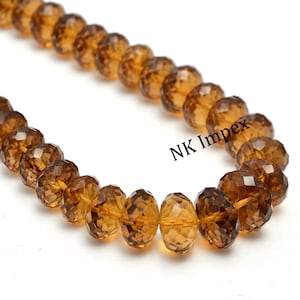16&quot; Honey Quartz Beads, AAA Quality Quartz Beads, Gorgeous Faceted Beads, Honey Rondelle Quartz Gemstone Beads, Beads in Bulk