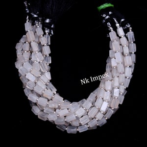 Natural White Moonstone Smooth Rectangle Beads, 5x6 To 5x8 mm, (SKU1397)