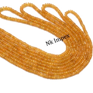 Yellow Sapphire Beads, Faceted Rondelle Beads, 2.5 To 5 mm Sapphire Beads, Sapphire Handmade Jewelry Making Gemstone Beads (SKU1472)