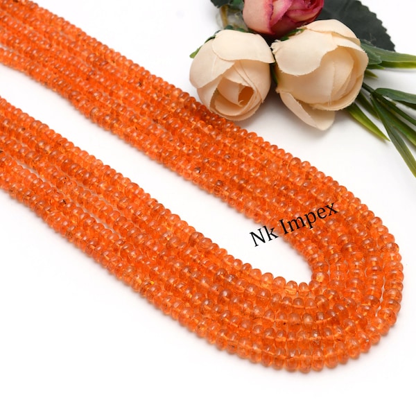 Orange Spessartite Garnet Smooth Rondelle Beads, 3 mm To 5 mm, Spessartite Garnet Beads, Spessartite Jewelry Making Gemstone, SKU 1420