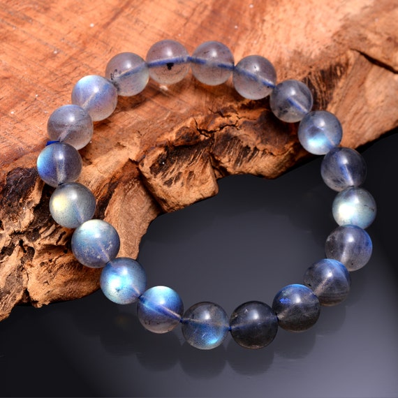 Bracelet Perles Labradorite Doré - Style Bohème - Idée Cadeau Femme - Acier Inoxydable