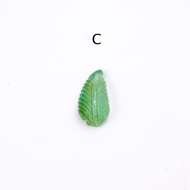 Natural Emerald Carving Leaves Loose Gemstone, Leaf Pendant For Jewelry Making, SKU1890 C - 9.5x17 mm, 7.25