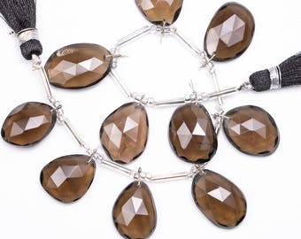 Cuentas de cuarzo ahumado facetadas, de 10 x 14 a 13 x 22 mm, cuentas planas irregulares, piedra preciosa suelta, SKU1233
