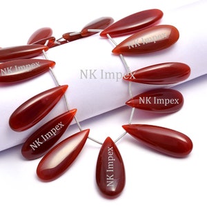 Red Onyx Chalcedony Smooth Pear Long Pear Beads, 12.5x32 mm to 14.5x42 mm, Red Onyx Chalcedony Pear, Red Onyx Jewelry Making, SKU1089