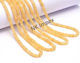 Yellow Opal Smooth Tyre Beads,  5 mm To 5.5 mm, Yellow Opal Coin, Yellow Opal Heishi, Yellow Opal Jewelry Making Gemstone Beads, SKU No. 828