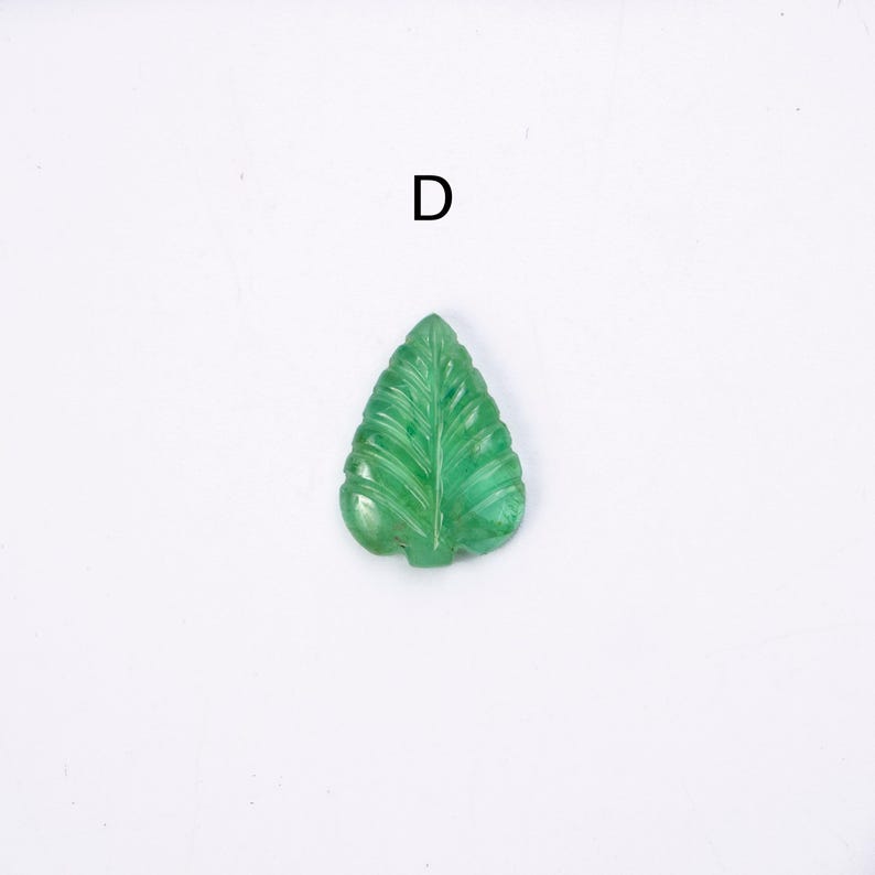 Natural Emerald Carving Leaves Loose Gemstone, Leaf Pendant For Jewelry Making, SKU1890 D - 12.5x17 mm, 5.6