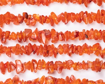 Carnelian Smooth Chips Beads, 5 To 7 mm, Carnelian Chips, Carnelian Uncut Beads, Gemstone Chips, Gem Quality, 36 Inch Strand, (SKU091)