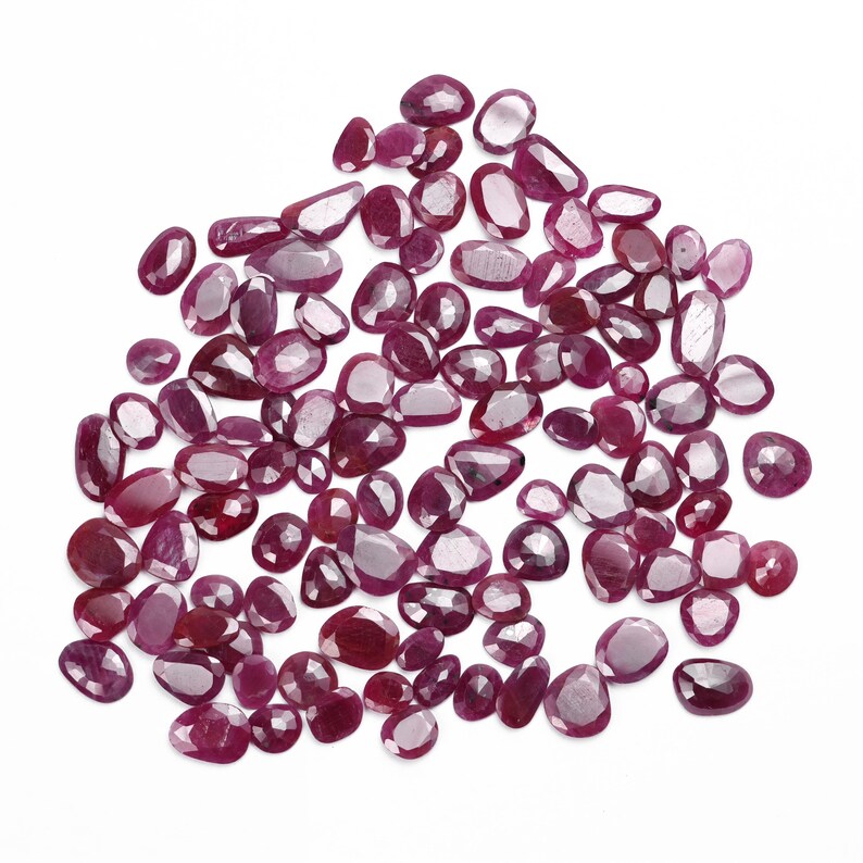 Ruby Rosecut Faceted Slice Loose Gemstone, 8 mm to 14 mm, Ruby Rosecut Slice, Ruby Jewelry Making Gemstone, SKU523 image 3