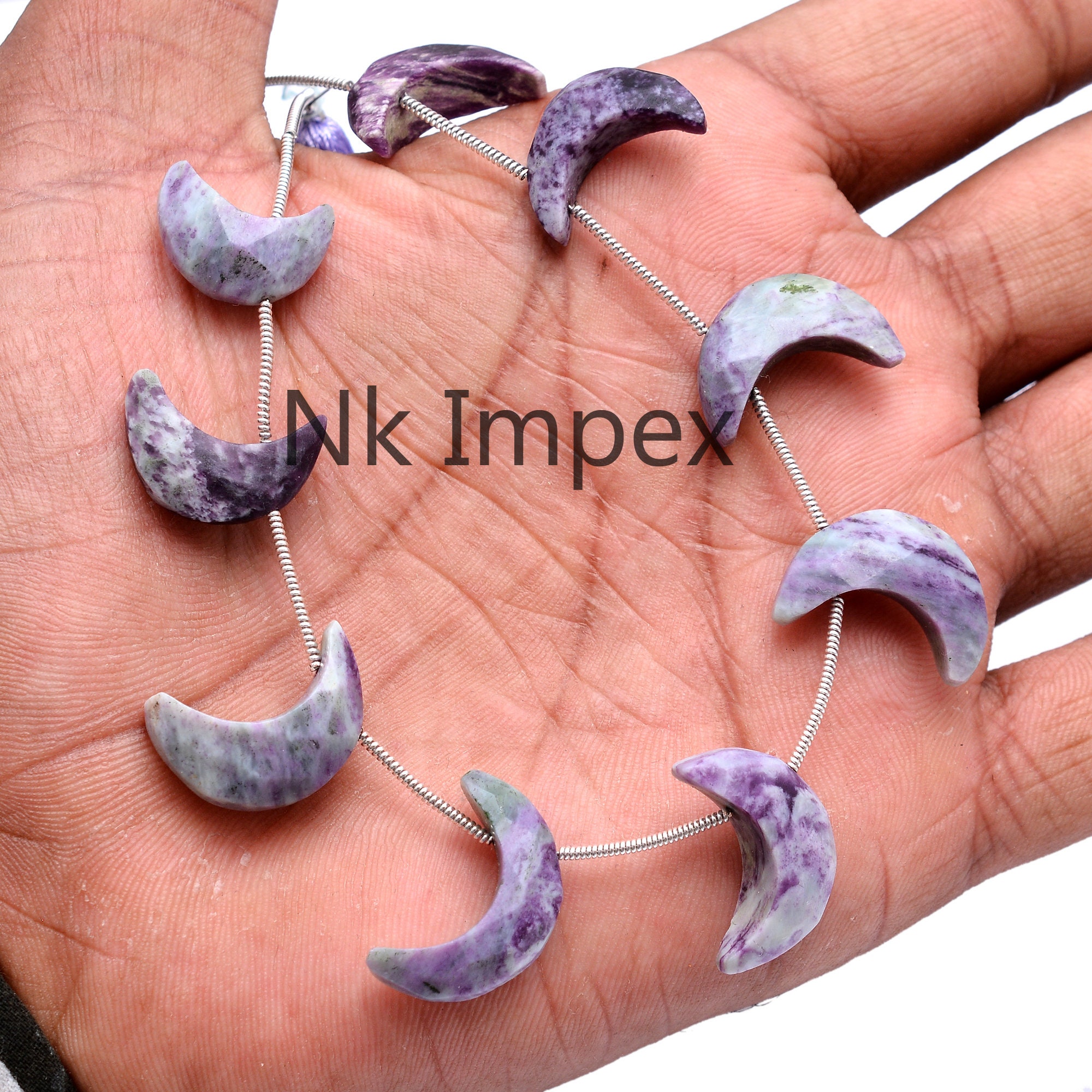 天然チャロアイト ファセット三日月 ファンシーシェイプ、18 mm ～ 21