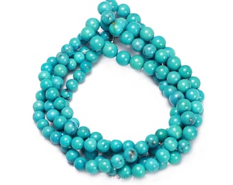 Lot De 10 Perles Turquoise Synthétiques Facettées - 8mm - Bleu Turquoise - Pour Création Bijoux