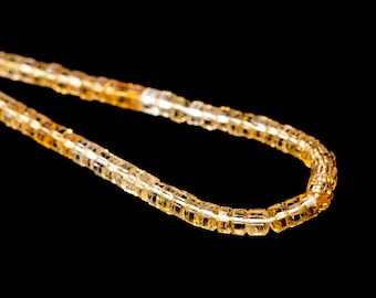 Natural Citrine Faceted Tyre Beads, Handmade Jewelry Making, Yellow Citrine Heishi Gemstone Beads,  (SKU2028)
