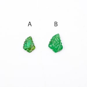 Green Emerald Leaf Carving Loose Gemstone, Earrings Pair, Emerald Carved Leaf, Emerald Engraving Jewelry Making Gemstone, SKU1935