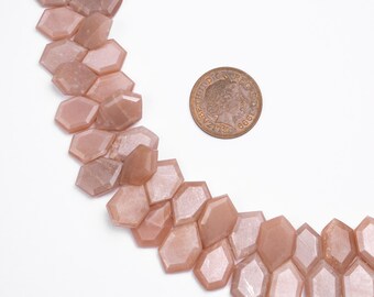 Peach Moonstone Faceted Hexagon Six Corner Fancy Beads, Peach Moonstone Hexagon Beads, Moonstone Jewelry Making Gemstone Beads, SKU No. 612