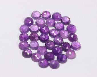 Natural Amethyst Calibrated Cabochon, Faceted Round Loose Gemstone, 8mm Jewelry Making Stone, SKU2220