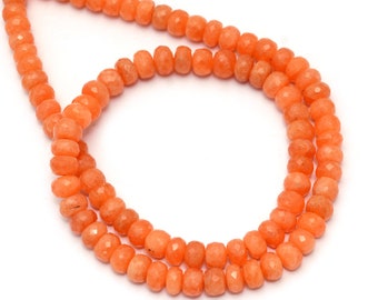 Faceted Orange Triplite Rondelle Beads, Unique Gemstone Beads Supplier, (SKU1519)