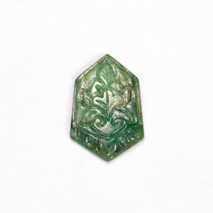 Emerald Hexagon Carving Loose Gemstone, 20.5x31 mm, Green Emerald Hexagon Carving, Emerald Jewelry Making Gemstone Carving, SKU1841