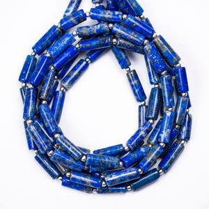 Natural Lapis Lazuli Smooth Pipe Beads, Lapis Tube Beads, Jewellery Making Beads, Handmade Beads, SKU2594