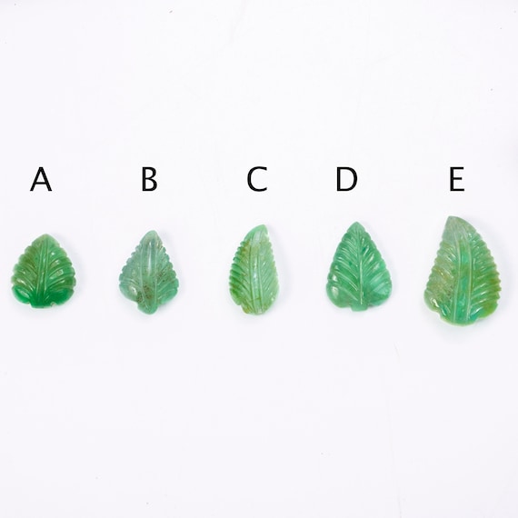 Natural Emerald Carving Leaves Loose Gemstone, Leaf Pendant For Jewelry Making, SKU1890