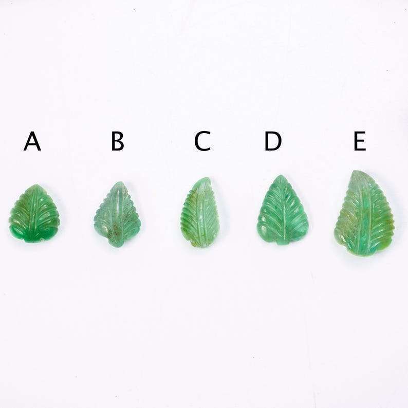 Natural Emerald Carving Leaves Loose Gemstone, Leaf Pendant For Jewelry Making, SKU1890 image 1
