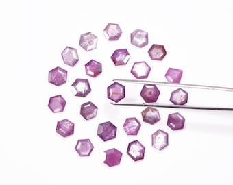 Rubí estrella natural facetado en forma hexagonal, de 7 a 10 mm, cuentas para la elaboración de joyas, SKU2406