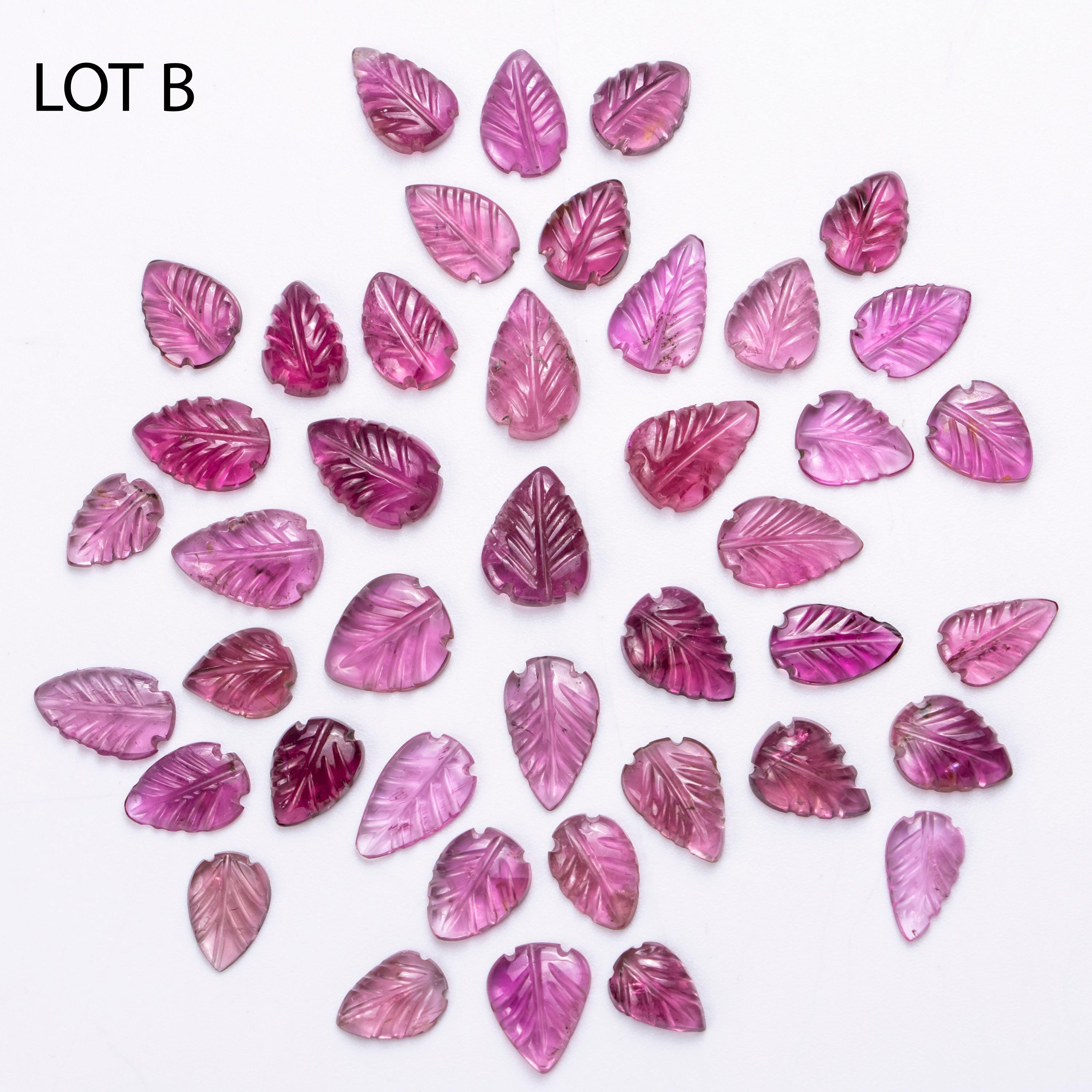 天然ピンクトルマリンの葉の彫刻、5x7～9x10のルースジェムストーン