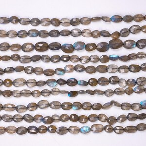 Natural Labradorite Faceted Oval Beads, Labradorite Oval Beads, Jewelry Making Beads, Rare Beads, Beaded Strand, SKU2593