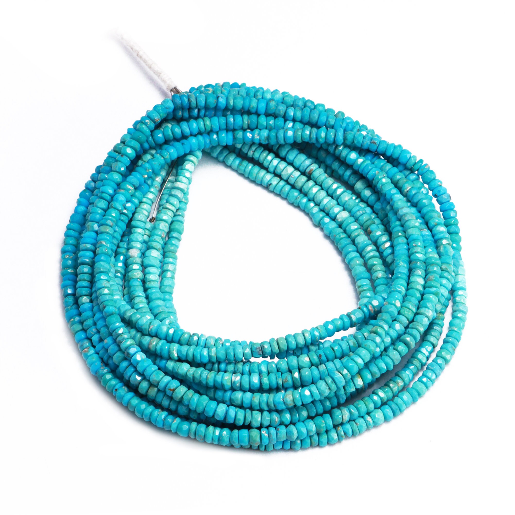 Perle Rondelle Heishi - Regalite Colorata 6x4 Mm - Turchese X38cm - Perles &amp; Co