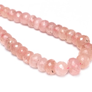 Natural Peach Morganite Faceted Rondelle Beads, Morganite Rondelle Beads, Peach Morganite Jewelry Making Gemstone Beads, 16 Inch, SKU 069