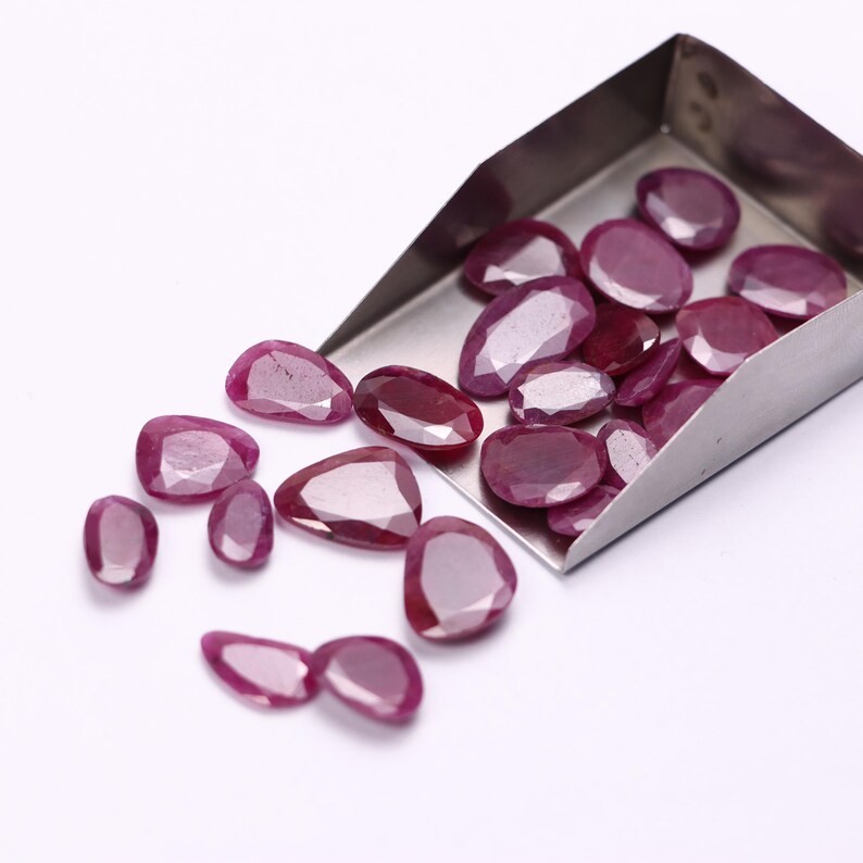 Ruby Rosecut Faceted Slice Loose Gemstone, 8 mm to 14 mm, Ruby Rosecut Slice, Ruby Jewelry Making Gemstone, SKU523 image 7