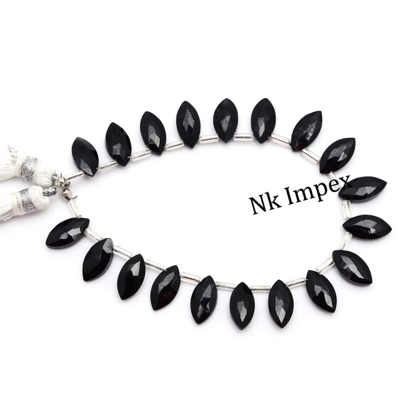 BLACK ONYX 8 x 4 MM MARQUISE CUT FACETED 6 PIECE SET ALL NATURAL 