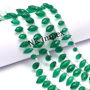 Cuentas facetadas de ónix verde marquesa, cuentas de piedras preciosas de ónix verde para joyería (SKU1132)
