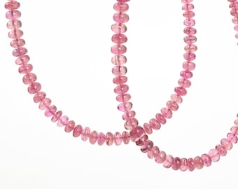 Natural Rubellite Pink Tourmaline Smooth Rondelle Beads, 2.5 to 6.5mm, Gemstone Bead Suppliers, SKU2254