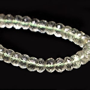 Natural Green Amethyst Faceted Rondelle Gemstone Beads, 8 Inch Strand, (SKU1658)
