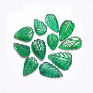 Natural Emerald Leaf Carving Loose Gemstone, Carving Leaf, Emerald Engraving Jewelry Making, Pendant Gemstone, Healing Stone, SKU1913
