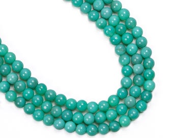 Natural Turquoise Chalcedony Smooth Round Beads Grade AAA Round Loose Beads, Full Strand Length 15 inches, Wholesale Gemstone, SKU 2677