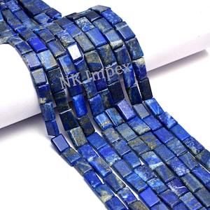 Lapis Lazuli Smooth Rectangle Beads, 7x9 mm To 9x12 mm, Jewelry Making Gemstone Beads, (SKU1165)