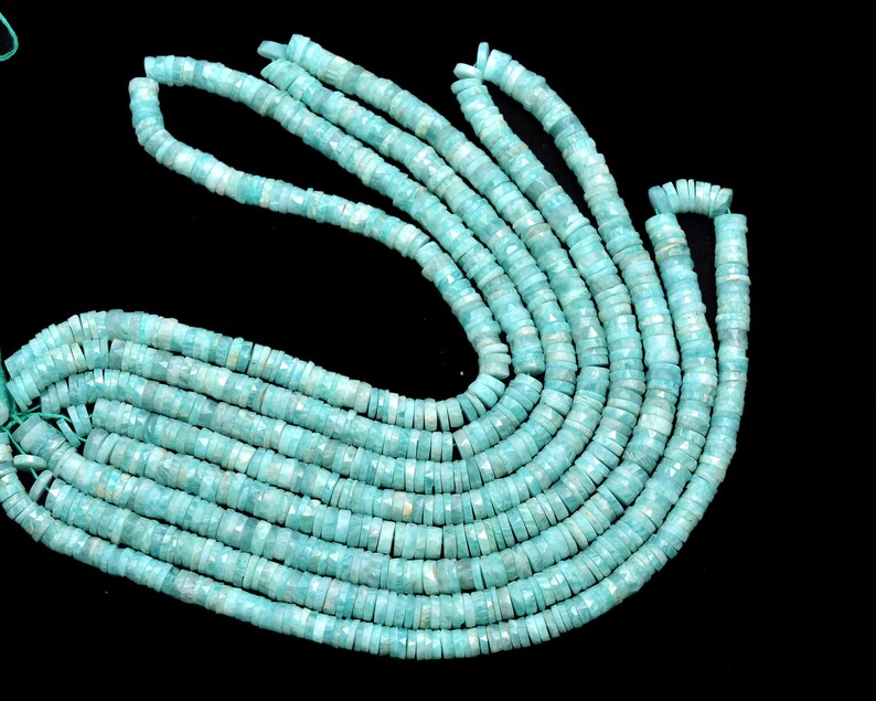 Amazonite Faceted Tyre Beads, 6 mm To 7 shops mm, Amazonite Tyre Beads, Blue Color Wheels, Amazonite Jewelry Making Beads, 16 Inch, SKU783