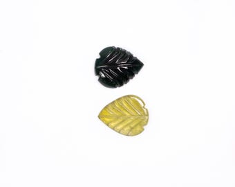 12X10MM Tourmaline Leaf Loose Carving, 2 Pcs Lot Of Carvings, Multicolour Gemstone Jewelry Making,  Wholesale gemstone lot, SKU2681