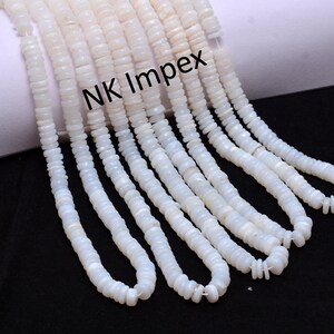 White Opal Smooth Tyre Beads, 6 To 7 mm, White Opal Wheels, White Opal Heishi Beads, Opal Jewelry Making Gemstone Beads, 16 Inch, SKU834