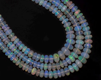 Natural Ethiopian Opal Beads, Fire Opal Rondelle Beads, Faceted Rondelle Beads, 5MM To 9MM Wholesale Gemstone, SKU2675