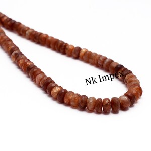 AA Quality Sunstone Beads, 17&quot; Faceted Rondelle Beads, Rare Sun Stone Beads, Natural Handmade Jewelry Making Gemstone Beads, 6 To 9 mm