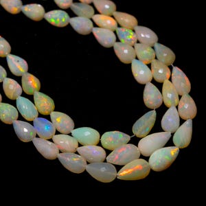 Natural Ethiopian Opal Faceted Drop Beads, 3.5x4.5 mm to 7x13 mm, Welo Opal Drops, Opal Jewelry Making Drops, Straight Drill Beads, 1523