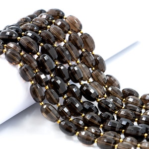 Smoky Quartz Faceted Oval Beads, Smoky Quartz Oval, Quartz Oval Handmade Jewelry Making Gemstone Beads, 9 Inch Strand, SKU 1564
